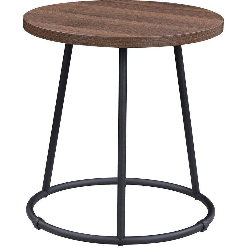 Lorell Accession End Table - Round Top - Powder Coated Four Leg Base - 4 Legs - 200 lb Capacity x 1" Table Top Thickness x 19" Table Top Diameter - 19.75" Height - Assembly Required - Walnut - Laminat