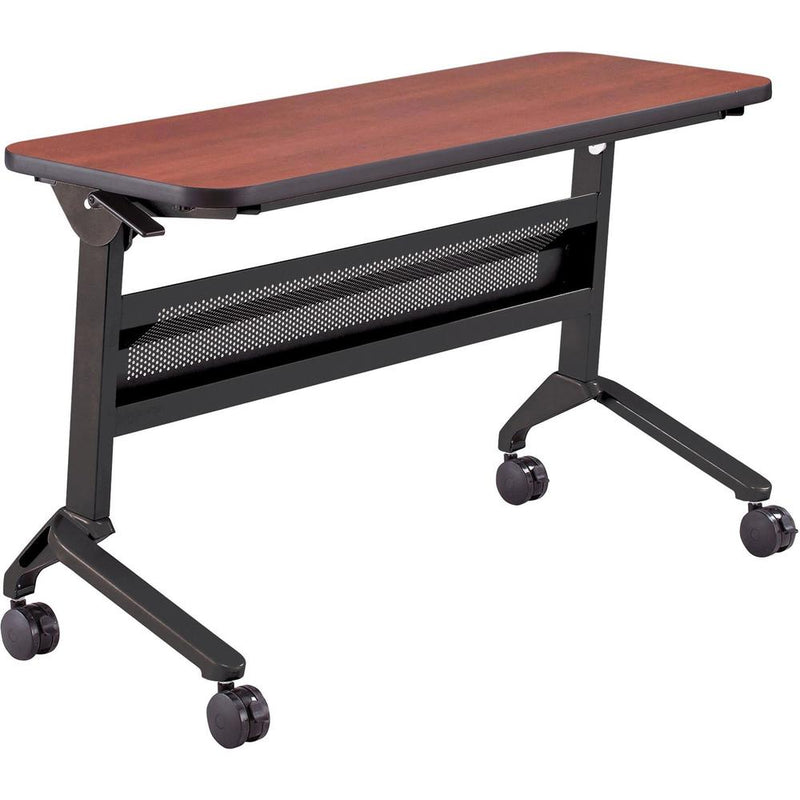 Safco Flip-N-Go Rectangular Training Table - Biltmore Cherry Rectangle Top - Black Base - 150 lb Capacity - 48" Table Top Width x 18" Table Top Depth x 1.20" Table Top Thickness - 29" Height - Assembl