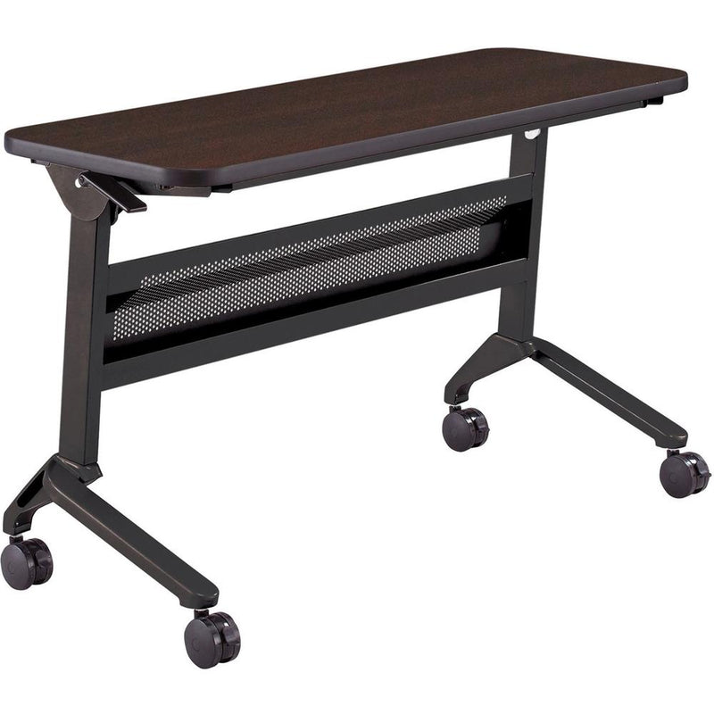 Safco Flip-N-Go Rectangular Training Table - Mocha Rectangle Top - Black Base - 150 lb Capacity - 48" Table Top Width x 18" Table Top Depth x 1.20" Table Top Thickness - 29" Height - Assembly Required