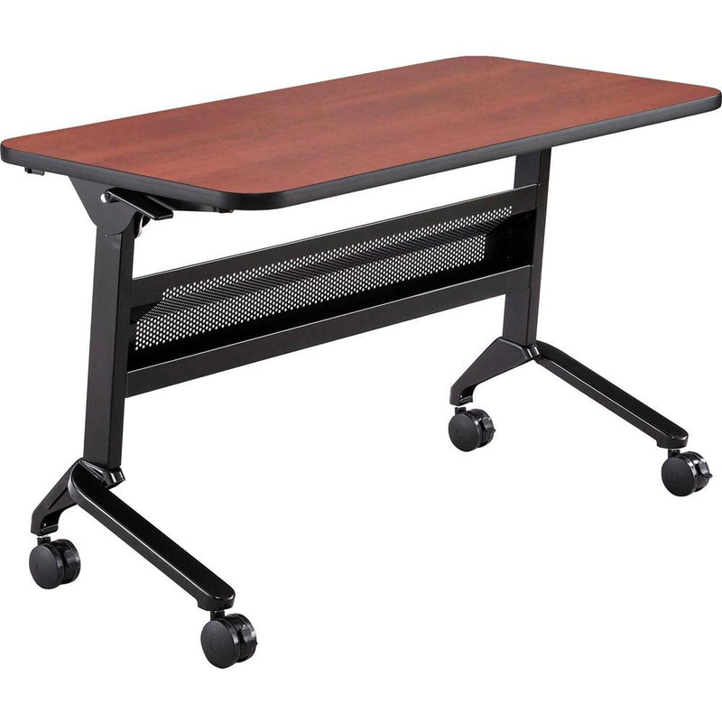 Safco Flip-N-Go Rectangular Training Table - Biltmore Cherry Rectangle Top - Black Base - 150 lb Capacity - 48" Table Top Width x 24" Table Top Depth x 1.20" Table Top Thickness - 29" Height - Assembl