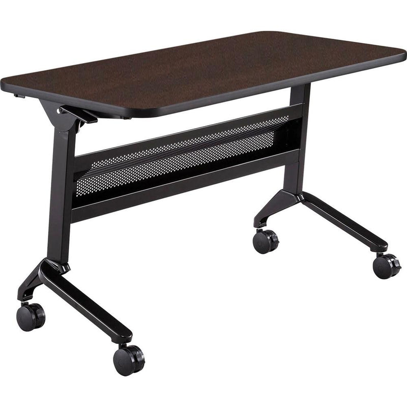 Safco Flip-N-Go Rectangular Training Table - Mocha Rectangle Top - Black Base - 150 lb Capacity - 48" Table Top Width x 24" Table Top Depth x 1.20" Table Top Thickness - 29" Height - Assembly Required