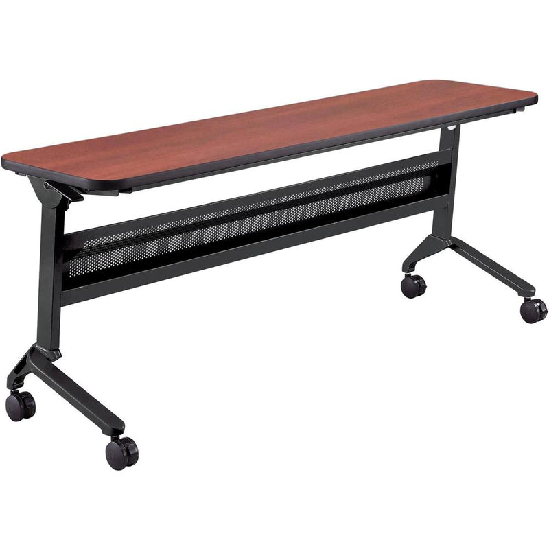 Safco Flip-N-Go Rectangular Training Table - Biltmore Cherry Rectangle Top - Black Base - 150 lb Capacity - 72" Table Top Width x 18" Table Top Depth x 1.20" Table Top Thickness - 29" Height - Assembl