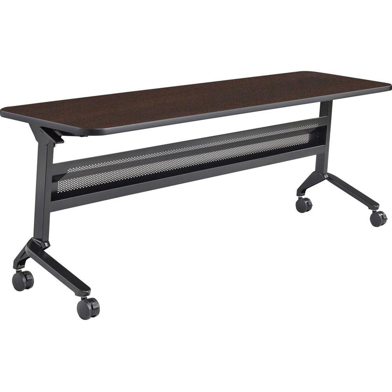 Safco Flip-N-Go Rectangular Training Table - Mocha Rectangle Top - Black Base - 150 lb Capacity - 72" Table Top Width x 24" Table Top Depth x 1.20" Table Top Thickness - 29" Height - Assembly Required