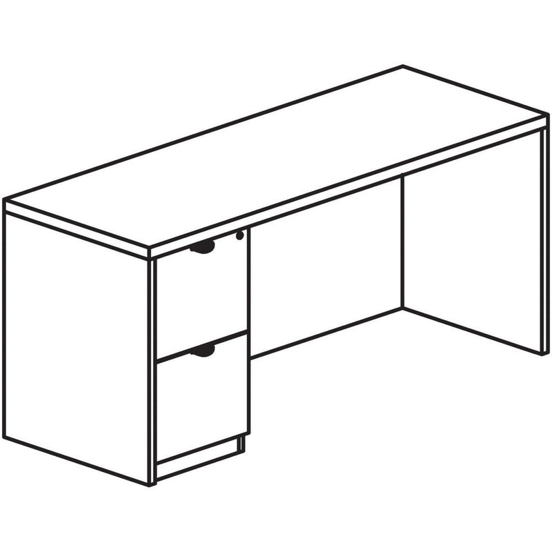 Lorell Prominence 2.0 Left-Pedestal Credenza - 72" x 24"29" , 1" Top, 0.1" Edge - 2 x File Drawer(s) - Single Pedestal on Left Side - Band Edge - Material: Particleboard - Finish: Thermofused Melamine