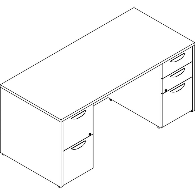 Lorell Prominence 2.0 Double-Pedestal Desk - 66" x 30"29" , 1" Top, 0.1" Edge - 5 x File, Box Drawer(s) - Double Pedestal on Left/Right Side - Band Edge - Material: Particleboard - Finish: Thermofused