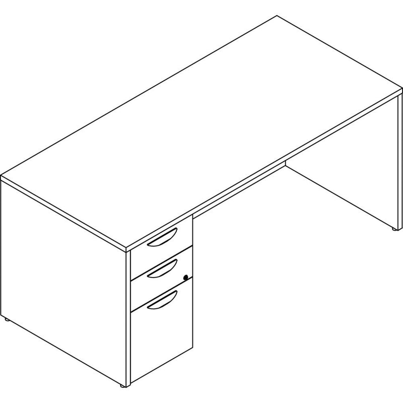 Lorell Prominence 2.0 Left-Pedestal Desk - 66" x 30"29" , 1" Top, 0.1" Edge - 3 x File, Box Drawer(s) - Single Pedestal on Left Side - Band Edge - Material: Particleboard - Finish: Thermofused Melamin