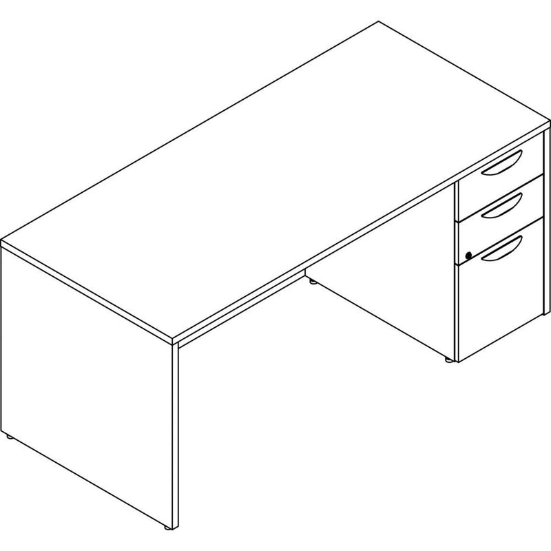 Lorell Prominence 2.0 Right-Pedestal Desk - 66" x 30"29" , 1" Top, 0.1" Edge - 3 x File, Box Drawer(s) - Single Pedestal on Right Side - Band Edge - Material: Particleboard - Finish: Thermofused Melam