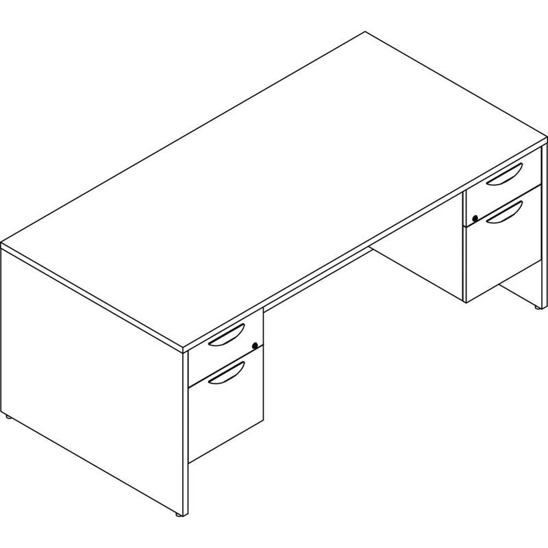 Lorell Prominence 2.0 Double-Pedestal Desk - 72" x 36"29" , 1" Top, 0.1" Edge - 5 x File, Box Drawer(s) - Double Pedestal on Left/Right Side - Band Edge - Material: Particleboard - Finish: Thermofused