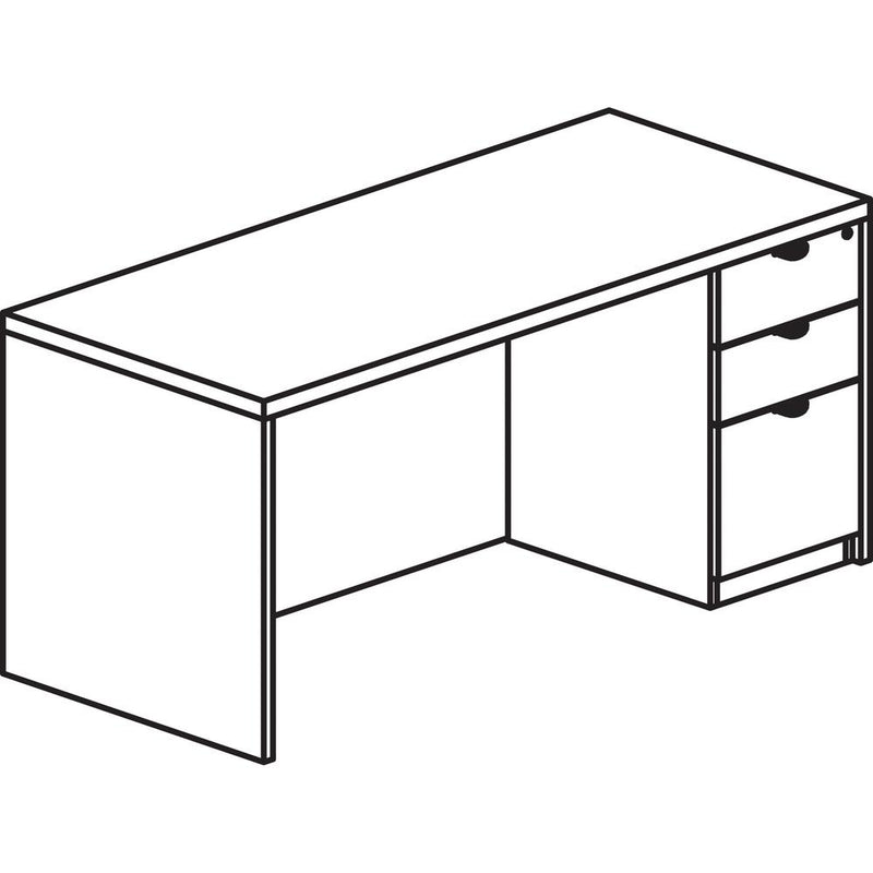 Lorell Prominence 2.0 Right-Pedestal Desk - 72" x 36"29" , 1" Top, 0.1" Edge - 3 x File, Box Drawer(s) - Single Pedestal on Right Side - Band Edge - Material: Particleboard - Finish: Thermofused Melam