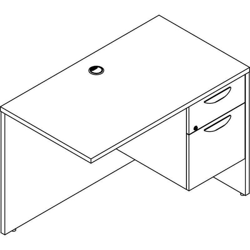 Lorell Prominence 2.0 Right Return - 42" x 24"29" , 1" Top, 0.1" Edge - 2 x File, Box Drawer(s) - Single Pedestal on Right Side - Band Edge - Material: Particleboard - Finish: Gray Elm, Thermofused Me