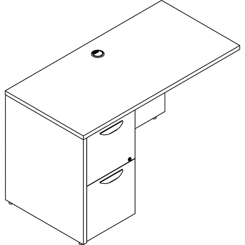 Lorell Prominence 2.0 Left Return - 48" x 24"29" , 1" Top, 0.1" Edge - 2 x File Drawer(s) - Band Edge - Material: Particleboard - Finish: Gray Elm, Thermofused Melamine (TFM), Laminate