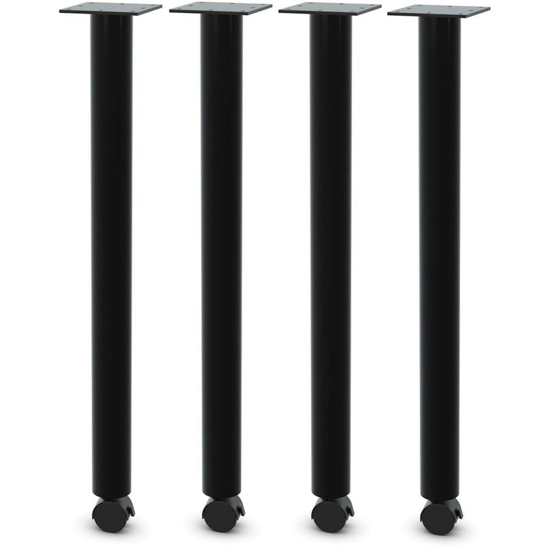 Lorell Tabletop Post Legs - 1" x 2"27.8" , 2" Caster - Material: Steel - Finish: Black