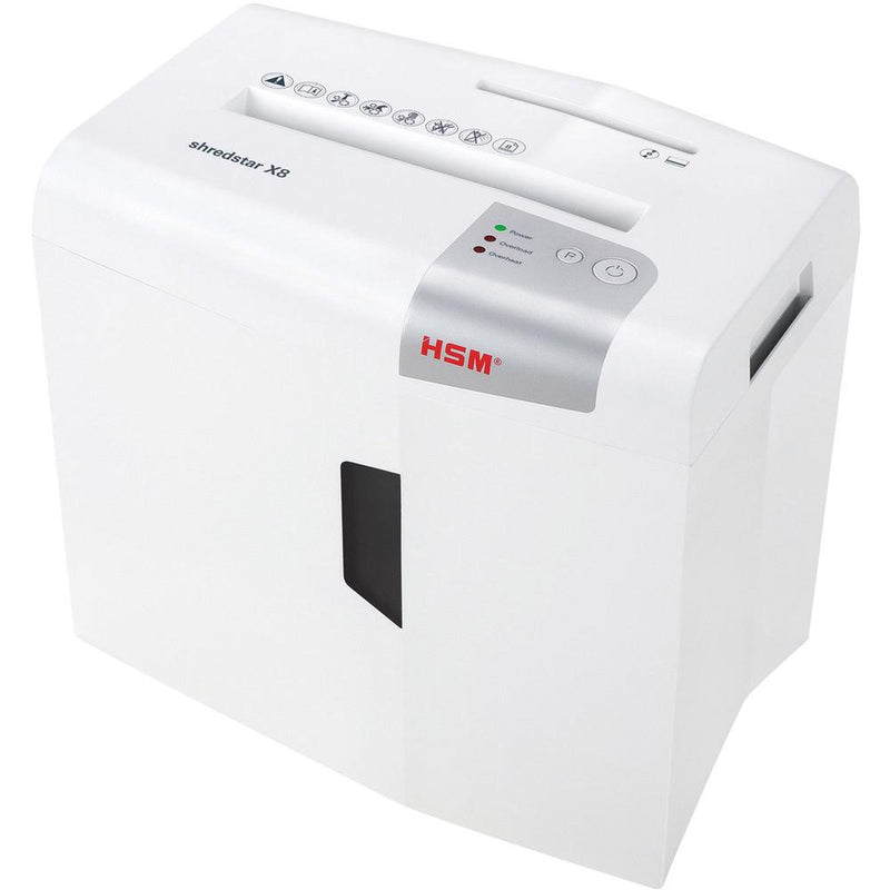 HSM shredstar X8 - 3/16  x 1 1/8  + Sep. CD Cutting Unit - Particle Cut - 8 Per Pass - for shredding CD, DVD, Paper, Staples, Paper Clip, Credit Card - 0.188  x 1.125  Shred Size - P-4/O-1/T-2/E-2/F-1