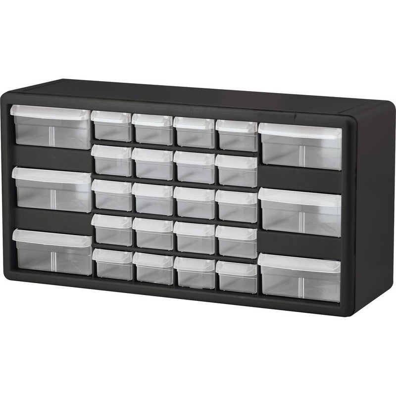 Akro-Mils 26-Drawer Plastic Storage Cabinet - 26 Compartment(s) - 10.3  Height x 20  Width x 6.4  Depth - Unbreakable, Stackable, Finger Grip - Black - Polymer, Plastic - 1 Each