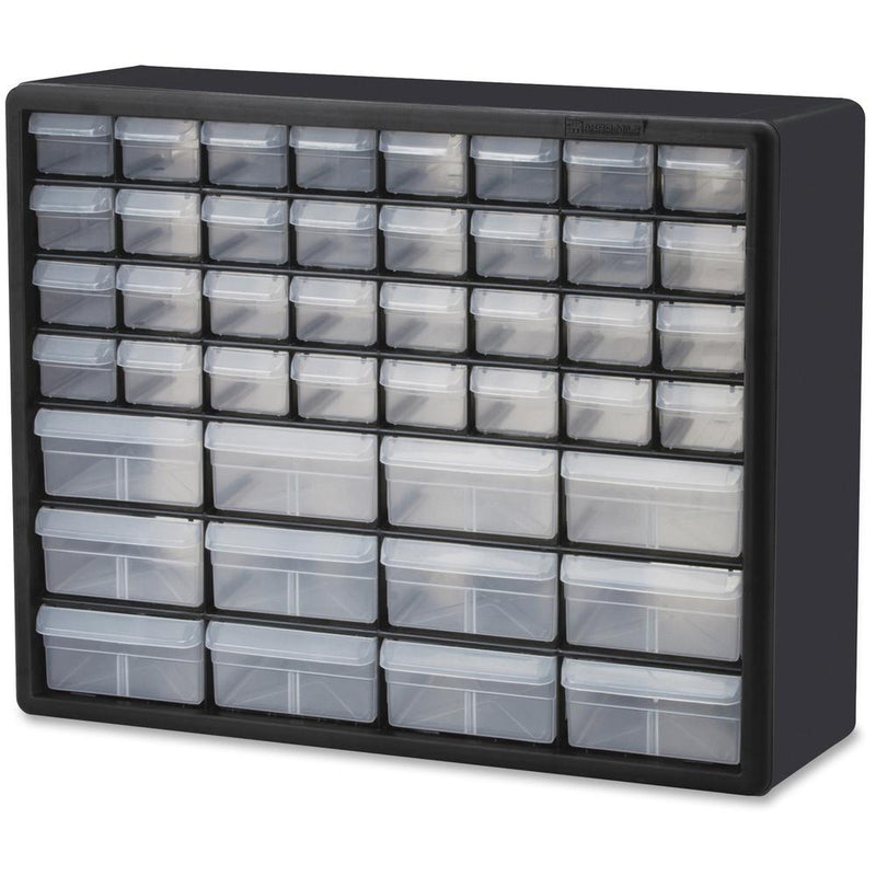 Akro-Mils 44-Drawer Plastic Storage Cabinet - 44 Compartment(s) - 15.8  Height6.4  Depth x 20  Length - Unbreakable, Stackable, Finger Grip - Black - Polystyrene - 1 Each