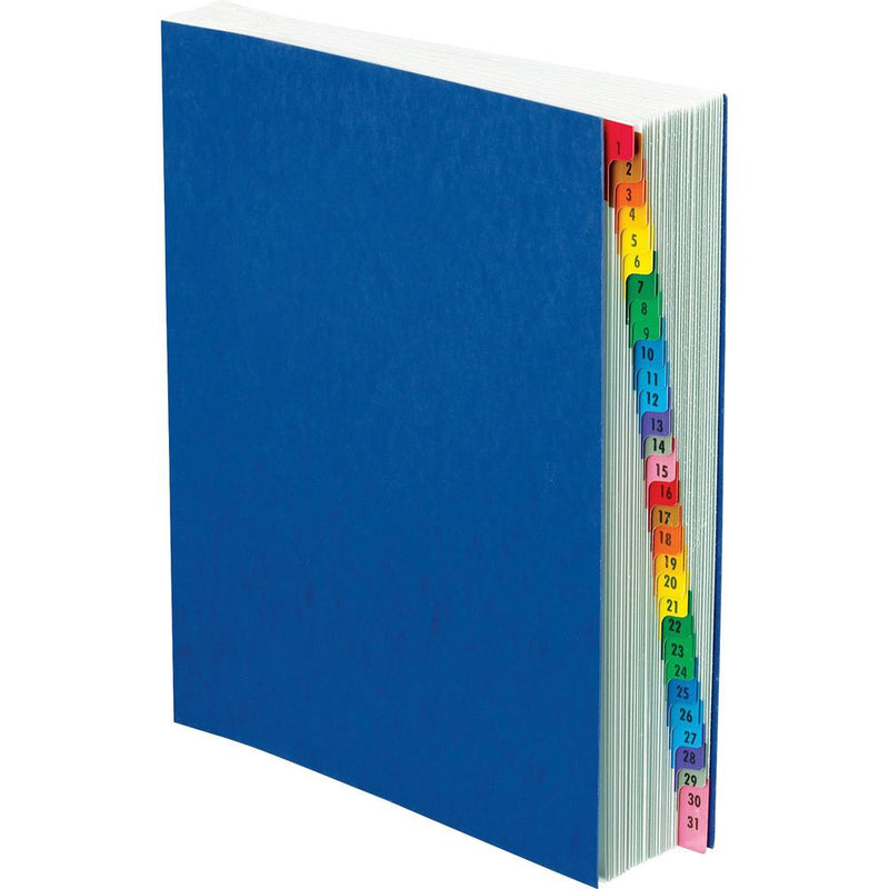 Pendaflex PressGuard Expadable 1-31 Index Desk File - 30 Printed Tab(s) - Digit - 1-30 - 30 Tab(s)/Set - Black, Blue Divider - Multicolor Mylar Tab(s) - Recycled - Moisture Resistant, Reinforced Gusse