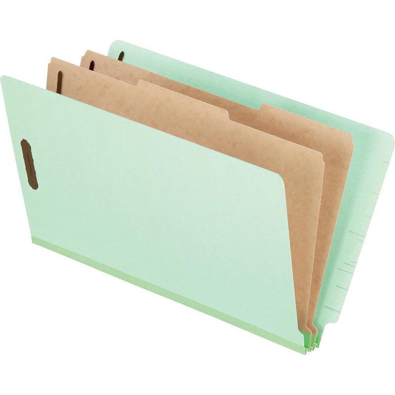 Pendaflex Legal Recycled Classification Folder - 8 1/2  x 14  - 2  Fastener Capacity for Folder - 2 Divider(s) - Pressboard, Tyvek - Light Green - 65% Recycled - 1 / Each