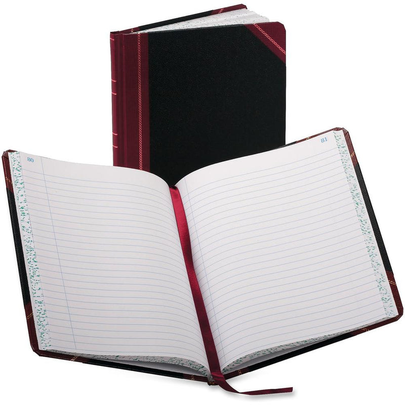 Boorum & Pease Boorum 38 Series Account Books - 150 Sheet(s) - Thread Sewn - 7.62  x 9.62  Sheet Size - Black - White Sheet(s) - Blue, Red Print Color - Black, Red Cover - 1 Each