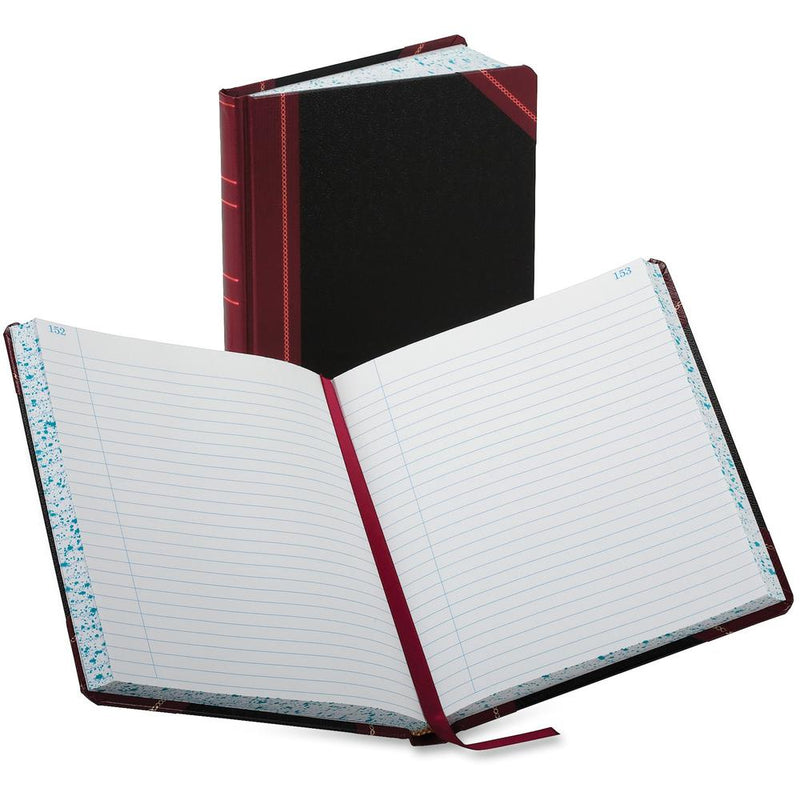 Boorum & Pease Boorum 38 Series Account Books - 300 Sheet(s) - Thread Sewn - 7.62  x 9.62  Sheet Size - Black - White Sheet(s) - Red, Blue Print Color - Black, Red Cover - 1 Each