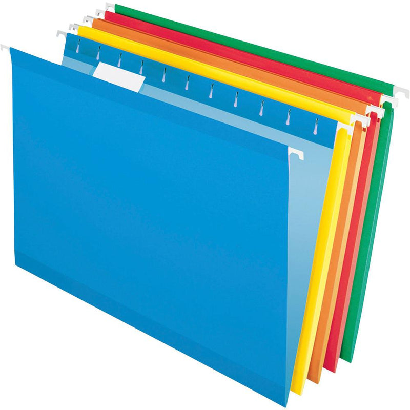 Pendaflex 1/5 Tab Cut Legal Recycled Hanging Folder - 8 1/2  x 14  - Blue, Red, Yellow, Orange, Green - 10% Recycled - 25 / Box