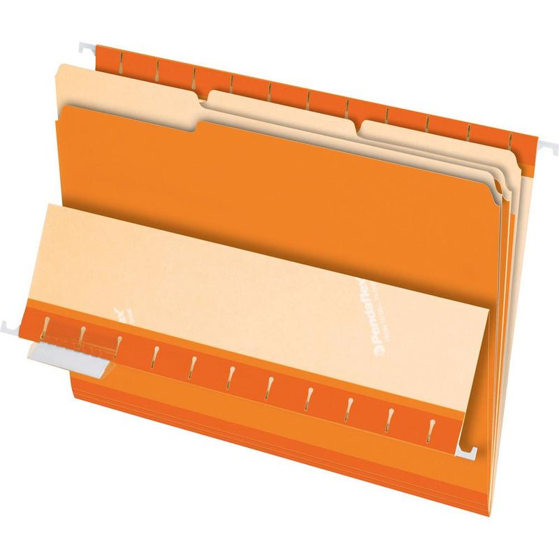 Pendaflex 1/3 Tab Cut Letter Recycled Top Tab File Folder - 8 1/2  x 11  - Orange - 10% Recycled - 100 / Box