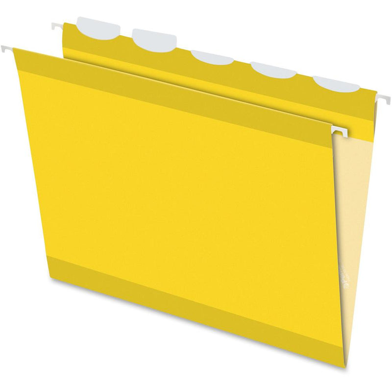 Pendaflex Ready-Tab 1/5 Tab Cut Letter Recycled Hanging Folder - 8 1/2  x 11  - Yellow - 10% Recycled - 25 / Box