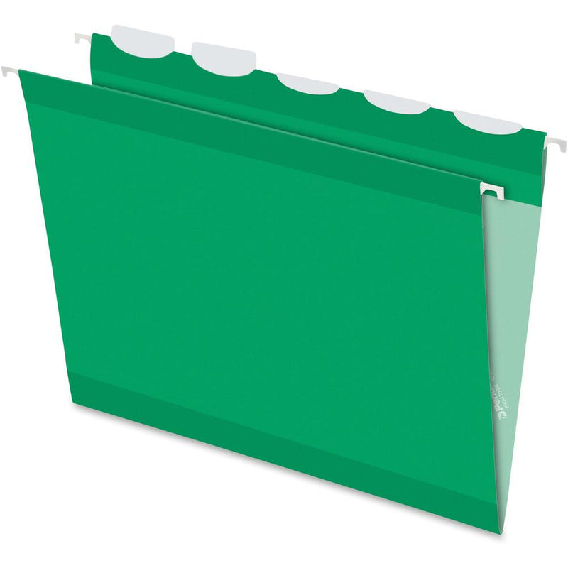 Pendaflex Ready-Tab 1/5 Tab Cut Letter Recycled Hanging Folder - 8 1/2  x 11  - Bright Green - 10% Recycled - 25 / Box