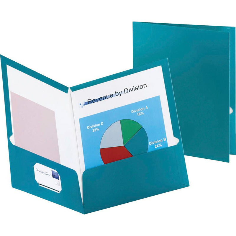 Oxford Letter Pocket Folder - 8 1/2  x 11  - 150 Sheet Capacity - 2 Internal Pocket(s) - Teal - 25 / Box