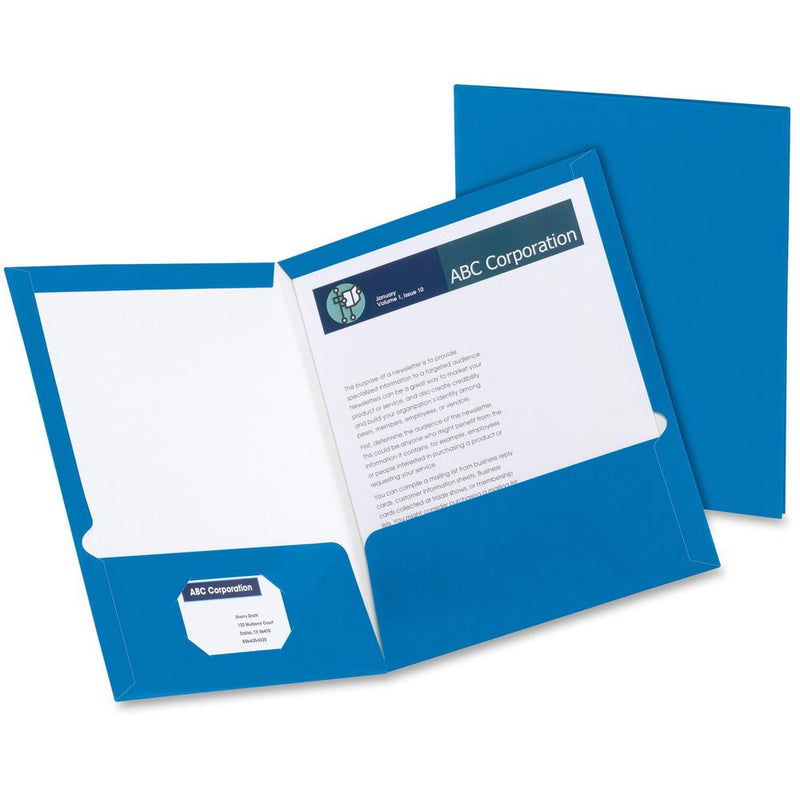 Oxford Letter Pocket Folder - 8 1/2  x 11  - 2 Pocket(s) - Blue - 25 / Box