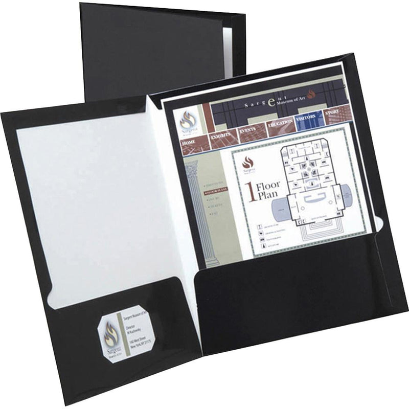 Oxford Letter Pocket Folder - 8 1/2  x 11  - 2 Pocket(s) - Black - 25 / Box