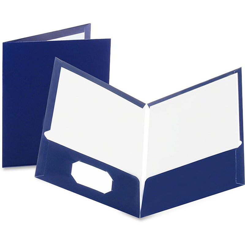 Oxford Letter Pocket Folder - 8 1/2  x 11  - 100 Sheet Capacity - 2 Pocket(s) - Paperboard - Dark Blue - 25 / Box