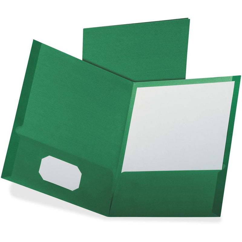 Oxford Letter Recycled Pocket Folder - 8 1/2  x 11  - 100 Sheet Capacity - 2 Pocket(s) - Dark Green - 35% Recycled - 25 / Box