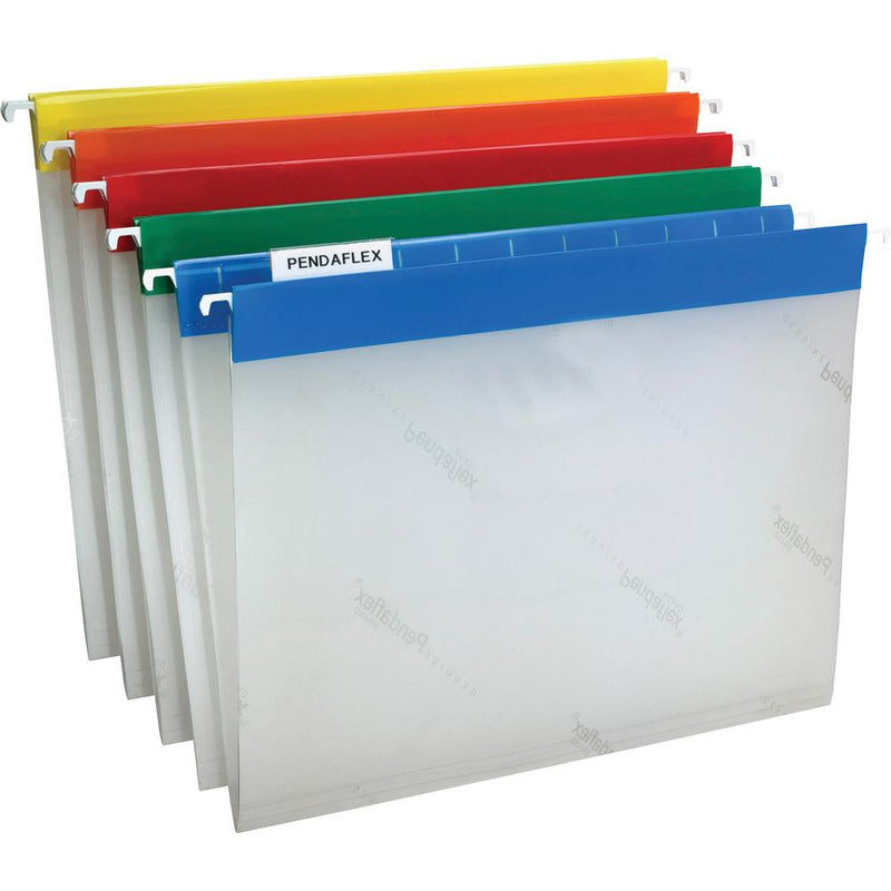 Pendaflex EasyView 1/5 Tab Cut Hanging Folder - 9 1/4  x 11 3/4  - Assorted Position Tab Position - Poly - Blue, Yellow, Red, Orange, Green - 25 / Box