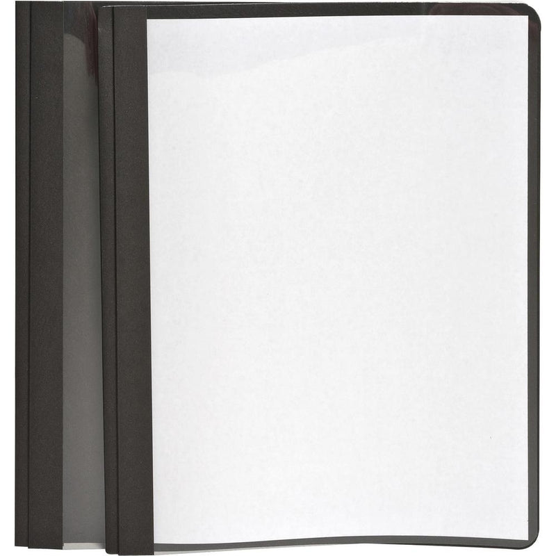 Oxford Letter Report Cover - 8 1/2  x 11  - 100 Sheet Capacity - 3 x Tang Fastener(s) - 1/2  Fastener Capacity for Folder - Leatherette - Black, Clear - 1 / Each