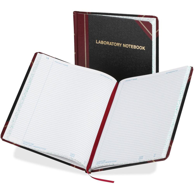 Boorum & Pease Boorum Laboratory Record Notebooks - 150 Sheets - Sewn - 8 1/8  x 10 3/8  - White Paper - BlackFabrihide Cover - Acid-free, Hard Cover, Water Proof - 1 Each