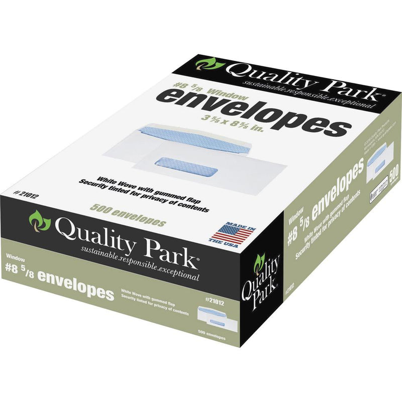 Quality Park No. 8-5/8 Single Window Security Tinted Check Envelope - Single Window -