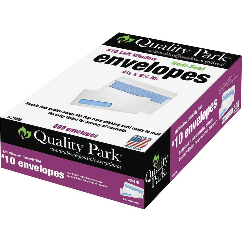 Quality Park No. 10 Single Window Security Tinted Business Envelopes with a Self-Seal Closure - Single Window -