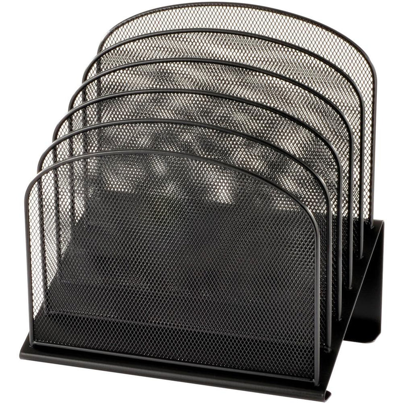 Safco Onyx Wire Mesh Desktop Organizer - 5 Compartment(s) - 1" - 12" Height x 11.3" Width x 7.3" DepthDesktop - Powder Coated - Black - Steel - 1 Each