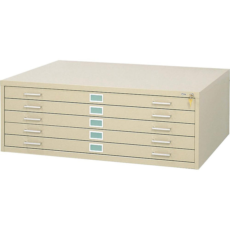 Safco 5-Drawer Steel Flat File - 41.4" x 16.5" x 53.4" - 5 x Drawer(s) for File - Stackable - Tropic Sand - Powder Coated - Steel - Recycled