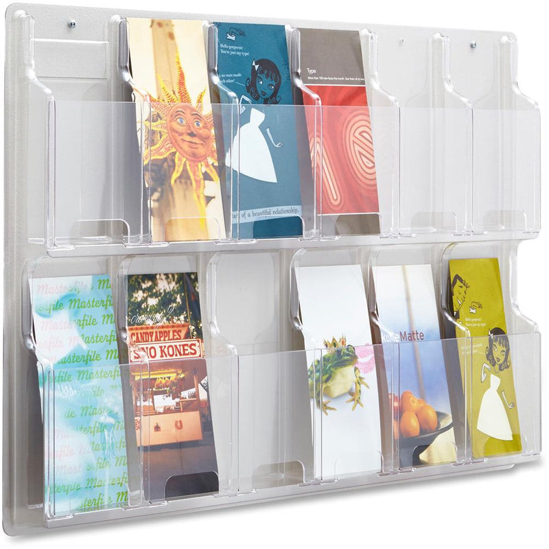 Safco 12 Pamphlet Pocket Display Rack - 12 Pocket(s) - 20.4" Height x 30" Width x 2" Depth - Break Resistant - Clear - Plastic - 1 Each