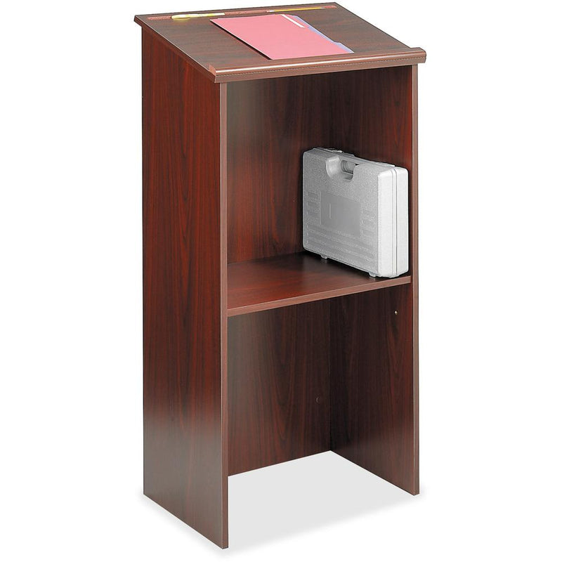 Safco Stand Up Lectern - Rectangle Top - 15.75" Table Top Length x 23" Table Top Width - 46" HeightAssembly Required - Laminated, Mahogany - Wood - 1 Each