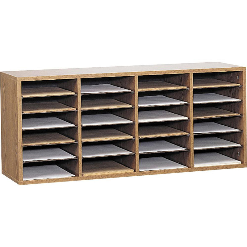 Safco Adjustable Shelves Literature Organizers - 24 Compartment(s) - Compartment Size 2.50" x 9" x 11.50" - 16.4" Height x 39.4" Width x 11.8" Depth - Medium Oak - Wood - 1 Each