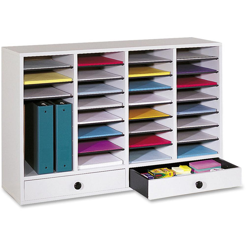 Safco Adjustable Compartment Literature Organizers - 32 Compartment(s) - 2 Drawer(s) - Compartment Size 2.50" x 9.50" x 11.50" - Drawer Size 2.75" x 17.50" - 25.4" Height x 39.4" Width x 11.8" Depth -