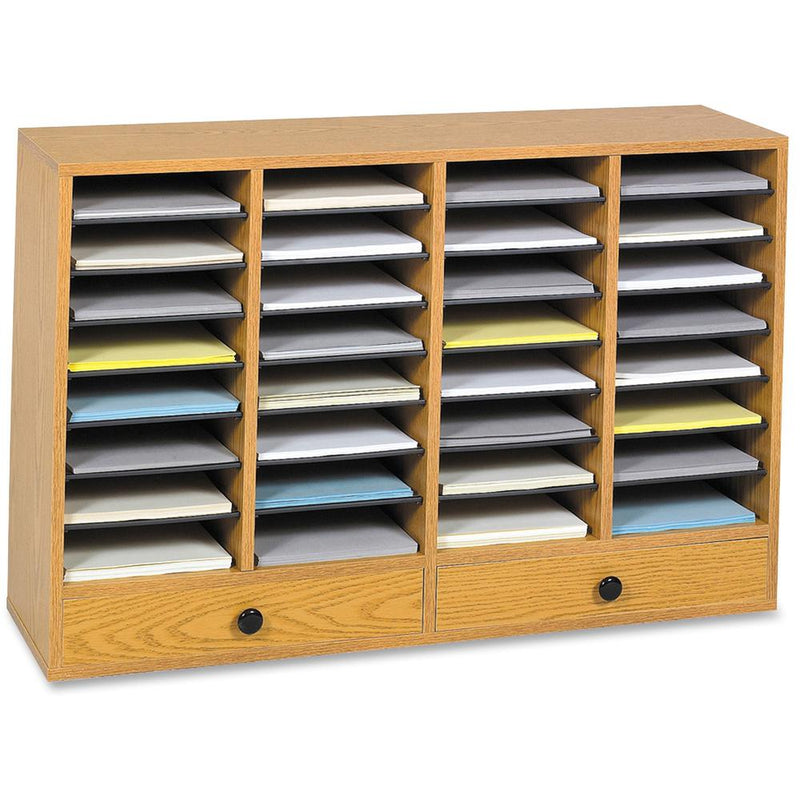 Safco Adjustable Compartment Literature Organizers - 32 Compartment(s) - 2 Drawer(s) - Compartment Size 2.50" x 9.50" x 11.50" - Drawer Size 2.75" x 17.50" - 25.3" Height x 39.3" Width x 11.8" Depth -