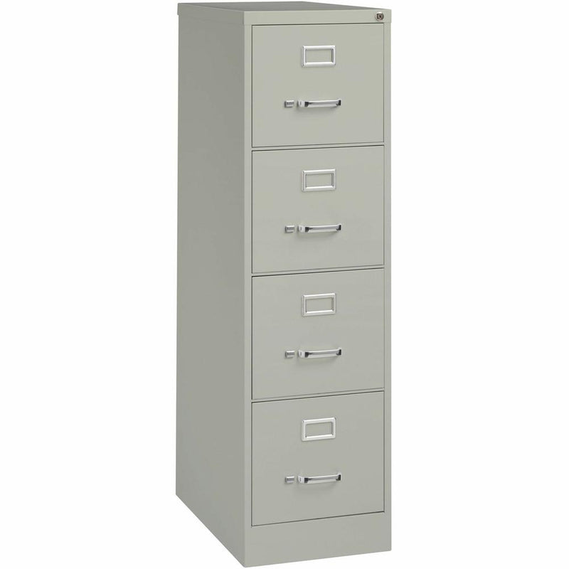 Lorell Fortress Series 25" Commercial-Grade Vertical File Cabinet - 15" x 25" x 52" - 4 x Drawer(s) for File - Letter - Vertical - Security Lock, Ball-bearing Suspension, Heavy Duty - Light Gray - Ste