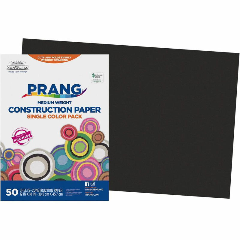 Prang Construction Paper - 36 Width x 24 Length - 50 / Pack - Black