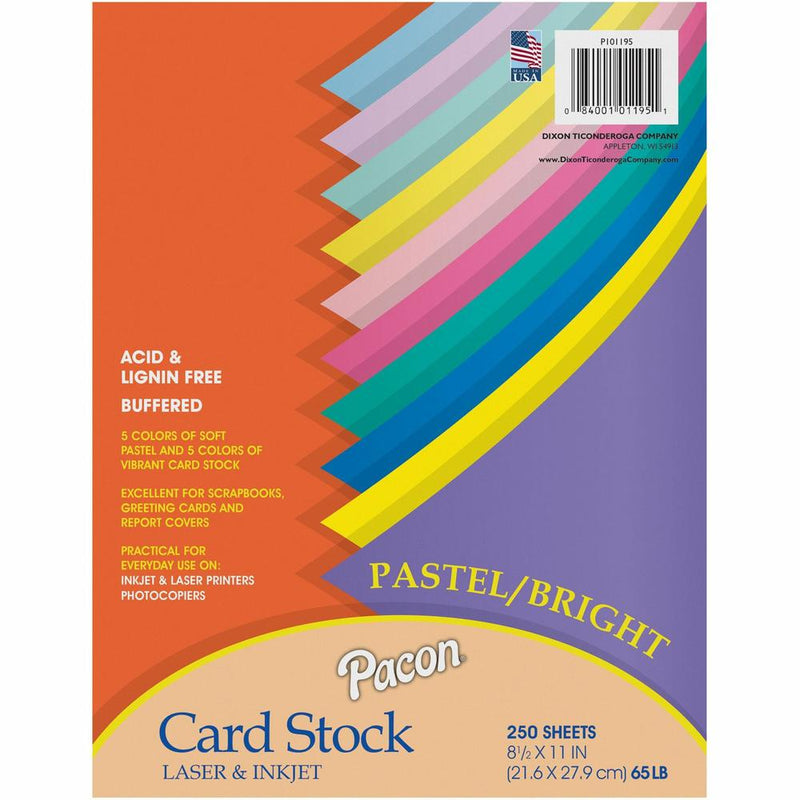 Pacon Cardstock Sheets - Assorted - Letter - 8 1/2  x 11  - 65 lb Basis Weight - 250 / Pack - Sustainable Forestry Initiative (SFI) - Assorted