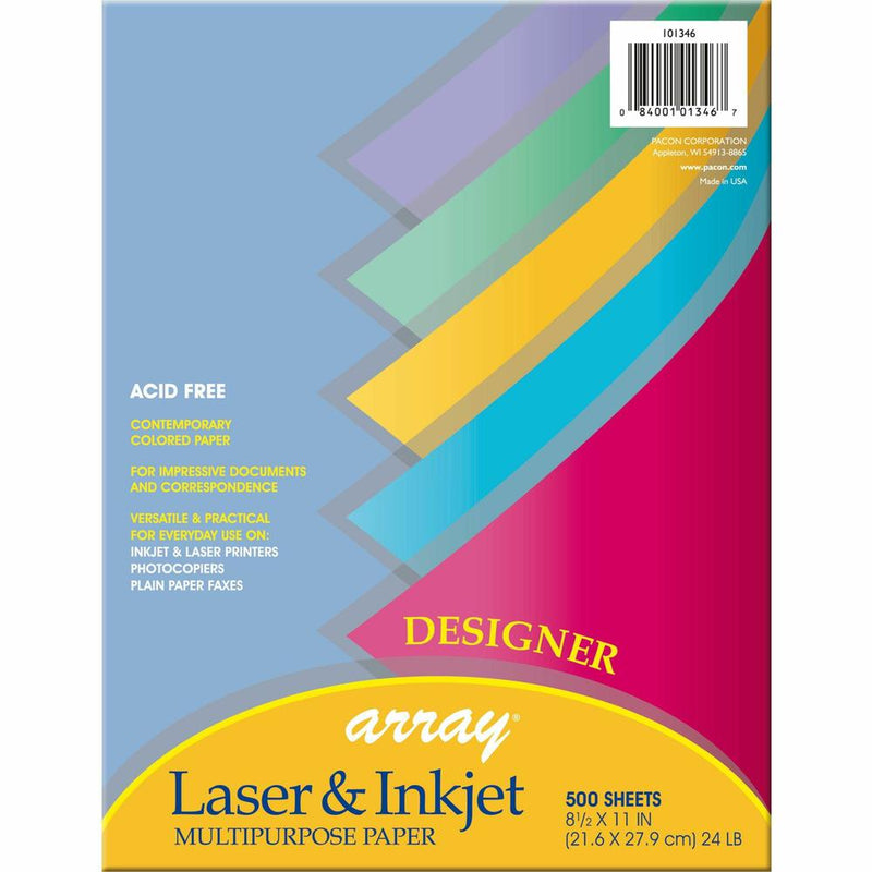 Pacon Designer Colors Multipurpose Paper - Assorted - Letter - 8 1/2  x 11  - 24 lb Basis Weight - 500 / Ream - Sustainable Forestry Initiative (SFI) - Acid-free - Assorted