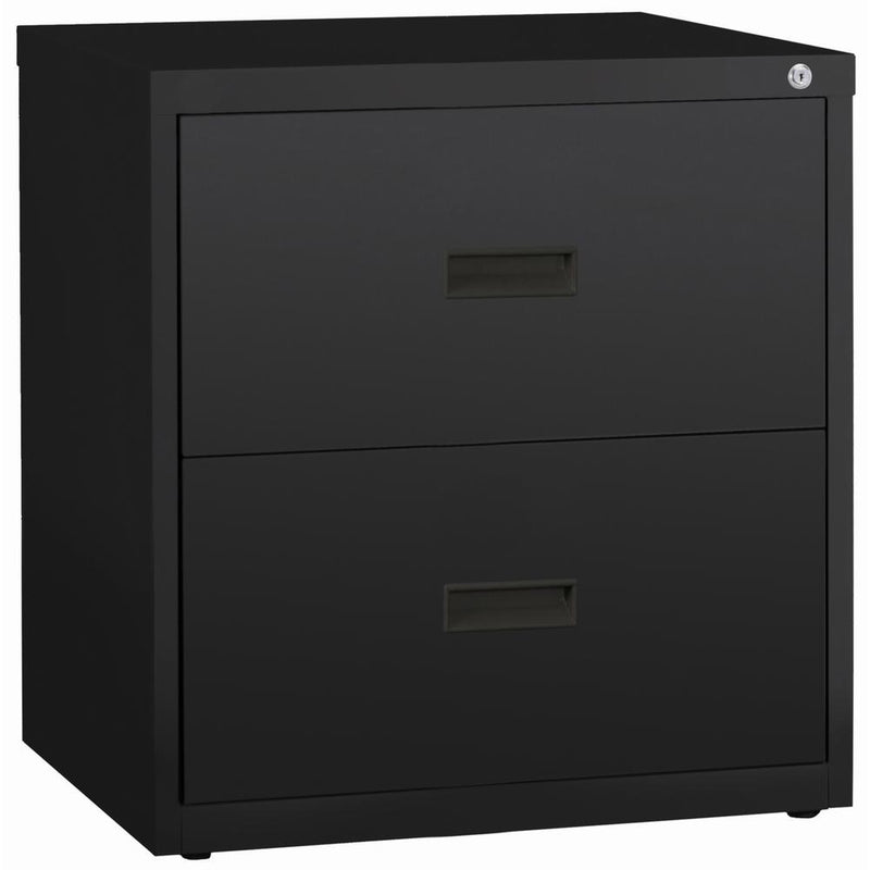 Lorell Value Lateral File - 2-Drawer - 30" x 18.6" x 28.1" - 2 x Drawer(s) for File - A4, Letter, Legal - Interlocking, Ball-bearing Suspension, Adjustable Glide, Locking Drawer - Black - Steel - Recy