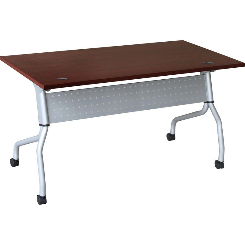 Lorell Flip Top Training Table - Rectangle Top - Four Leg Base - 4 Legs x 23.60" Table Top Width x 60" Table Top Depth - 29.50" Height x 59" Width x 23.63" Depth - Assembly Required - Mahogany - Nylon